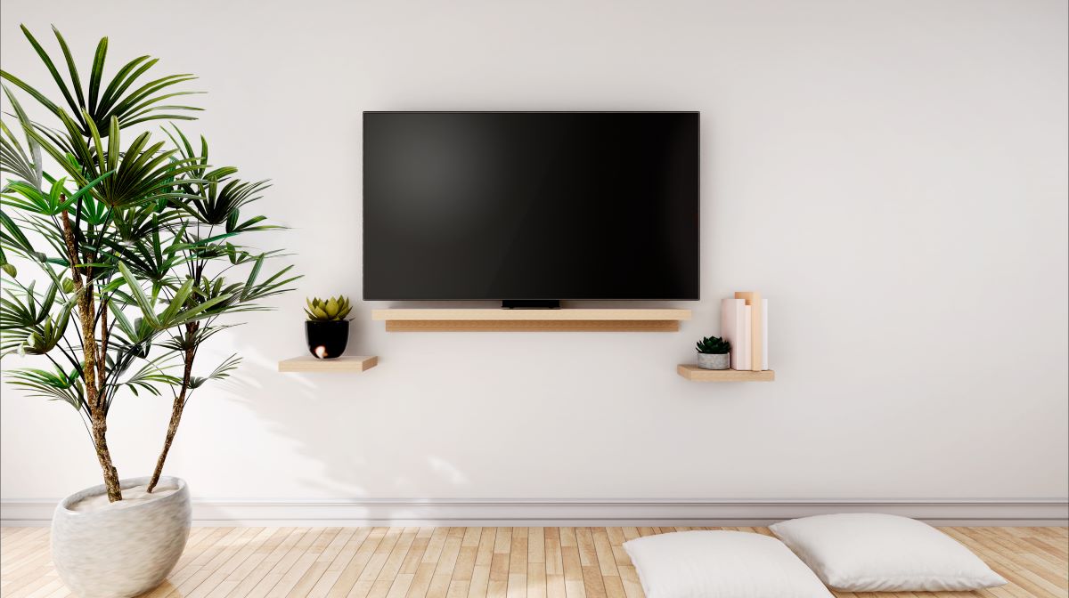 TV-Montage – tv an wand montieren lassen (https://elements.envato.com/living-room-with-tv-and-furniture-V8BCXE9)
