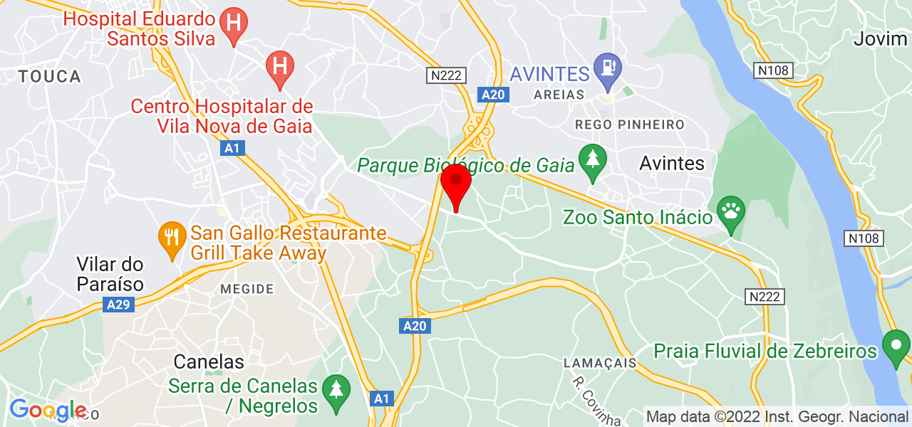 Castelos em Festa -  Aluguer de eq. insufl&aacute;veis - Porto - Vila Nova de Gaia - Mapa