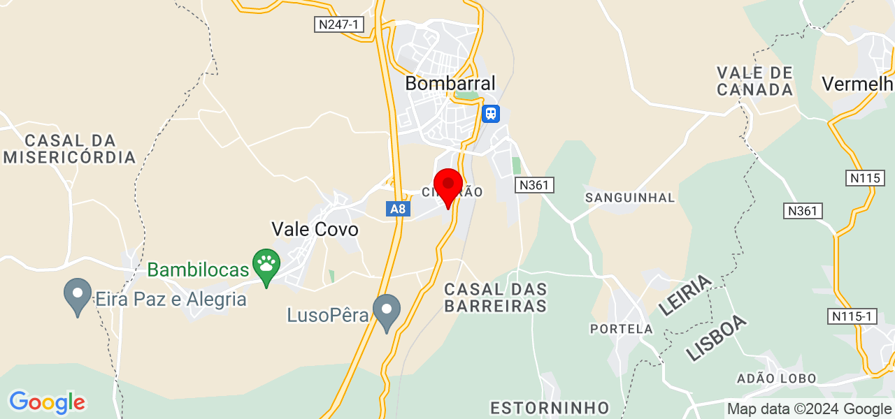 Tiago Nunes Manutenções - Leiria - Bombarral - Map