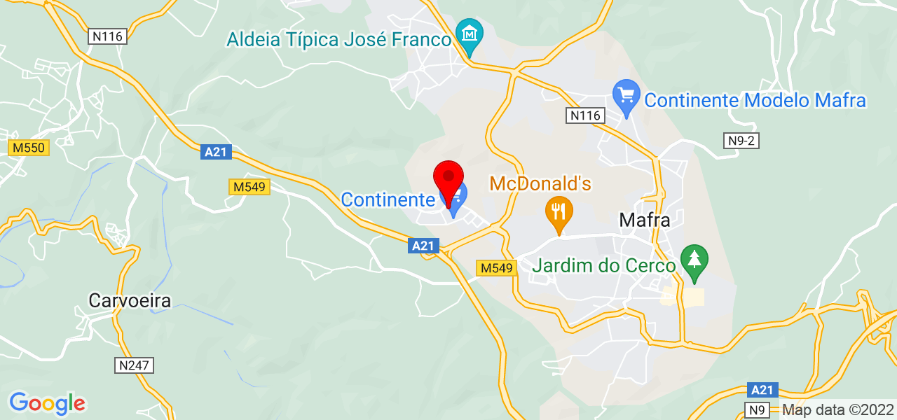 Tiago Andr&eacute; Personal Trainer - Lisboa - Mafra - Mapa