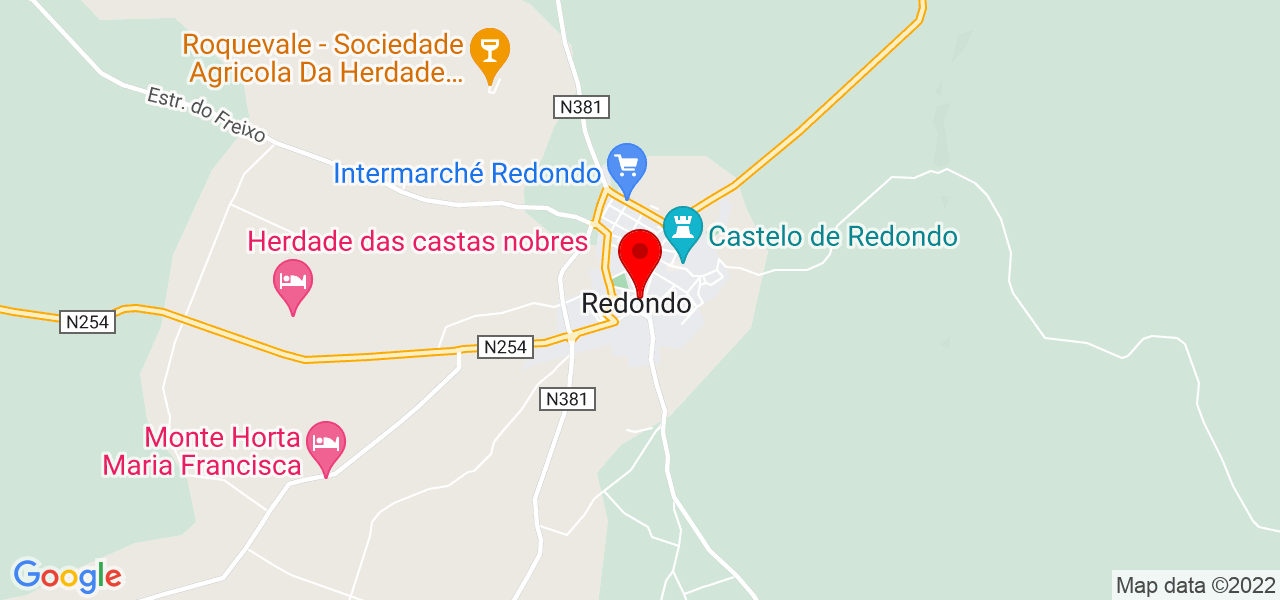 Bairinhas, Top&oacute;grafos - Évora - Redondo - Mapa