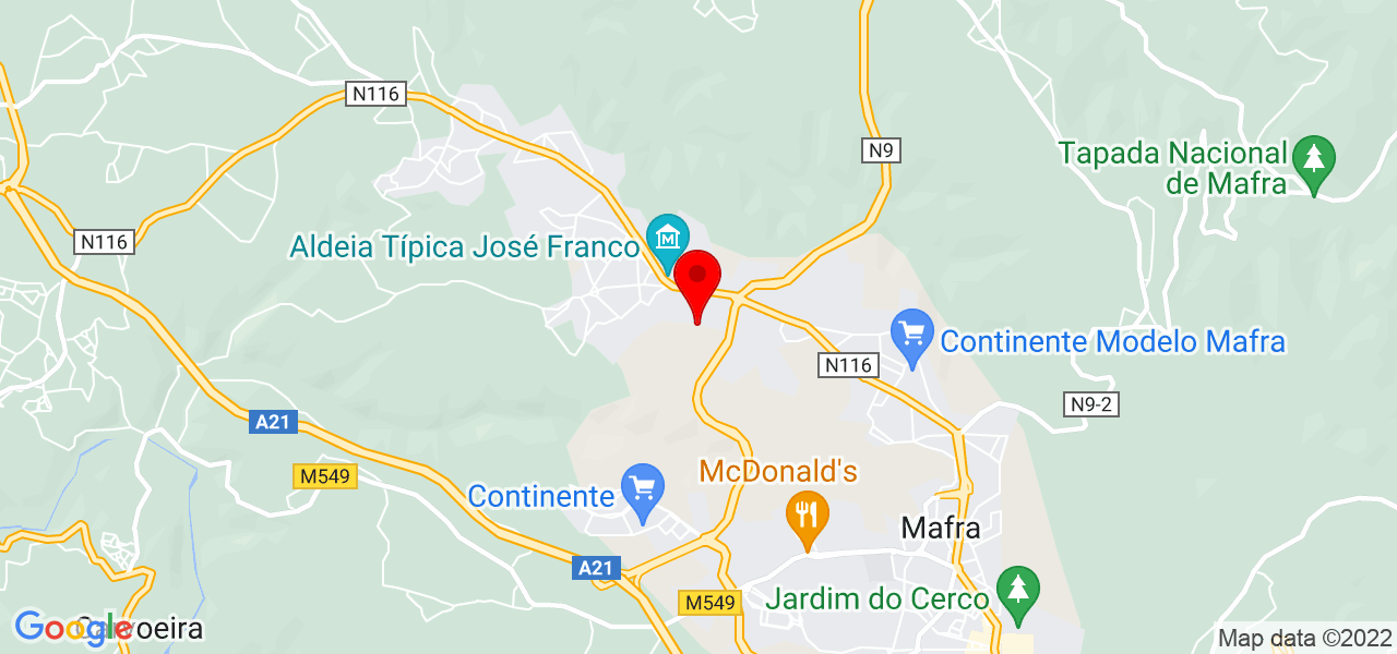 O rei das arvores - Lisboa - Mafra - Mapa