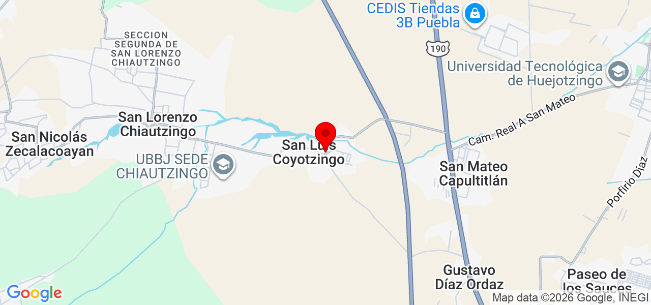 Miguel Rivelino Roman Gomez - Puebla - Huejotzingo - Mapa