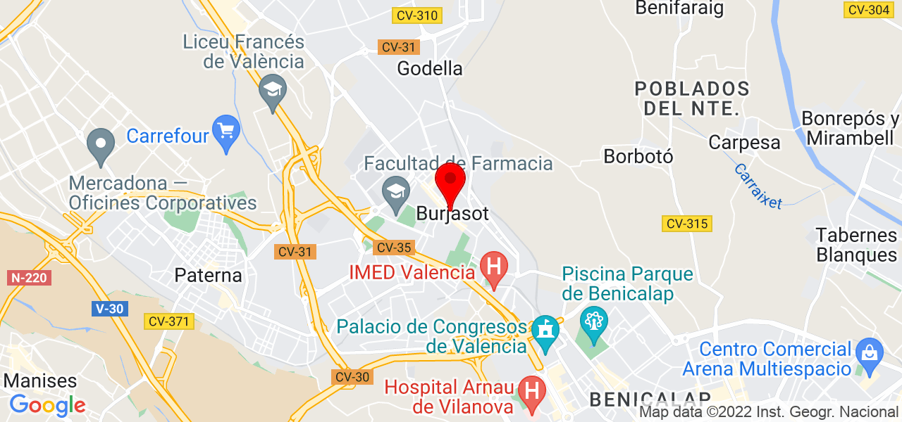 Cruz azul - Comunidad Valenciana - Burjassot - Mapa