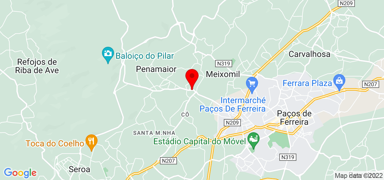 Alum&iacute;nios Ferreira &amp; Risca Lda - Porto - Paços de Ferreira - Mapa