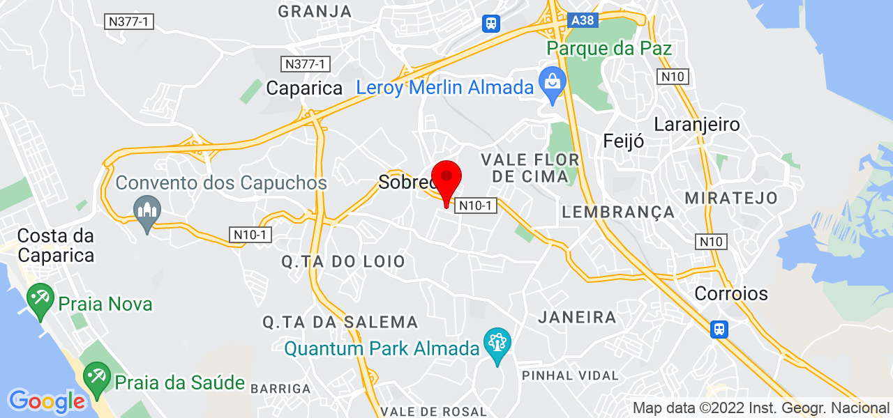 Adriana de Almeida m&eacute;dium vidente - Setúbal - Almada - Mapa
