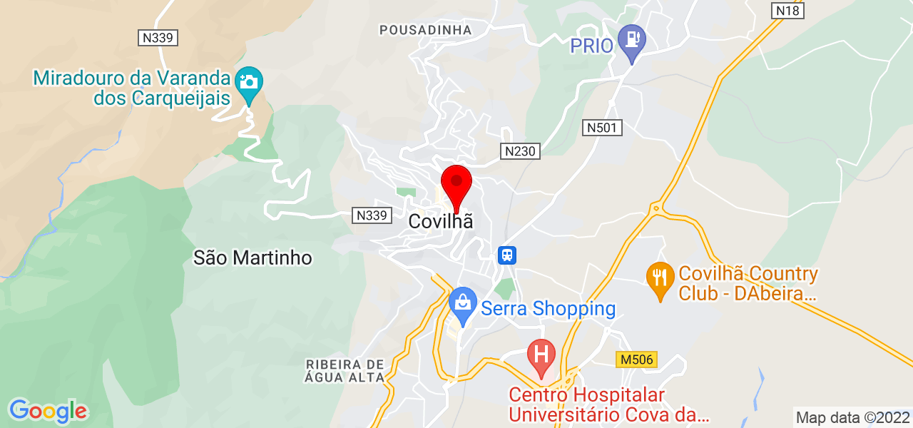 Madalena - Castelo Branco - Covilhã - Mapa