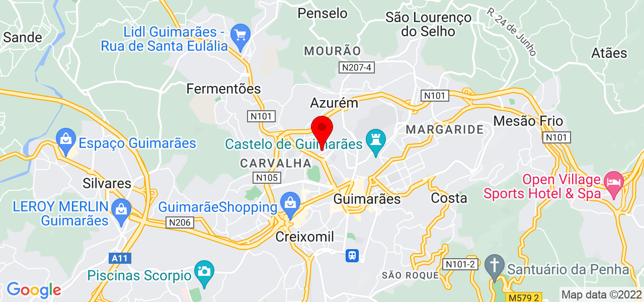 Pedro Ribeiro - Braga - Guimarães - Mapa