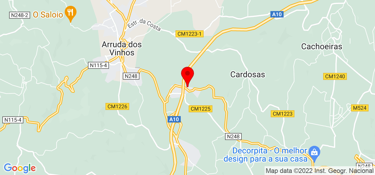 Fabr&iacute;cio - Lisboa - Arruda dos Vinhos - Mapa