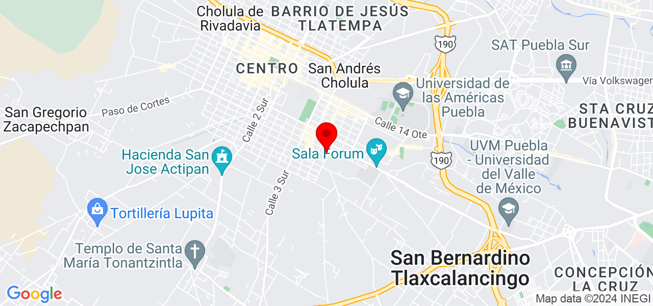 Hilda Avila - Puebla - San Andrés Cholula - Mapa