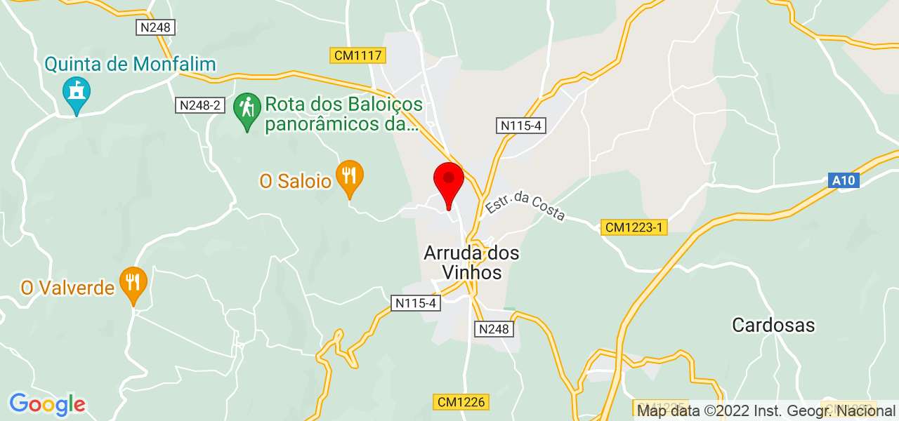 TD Oliveira - Lisboa - Arruda dos Vinhos - Mapa