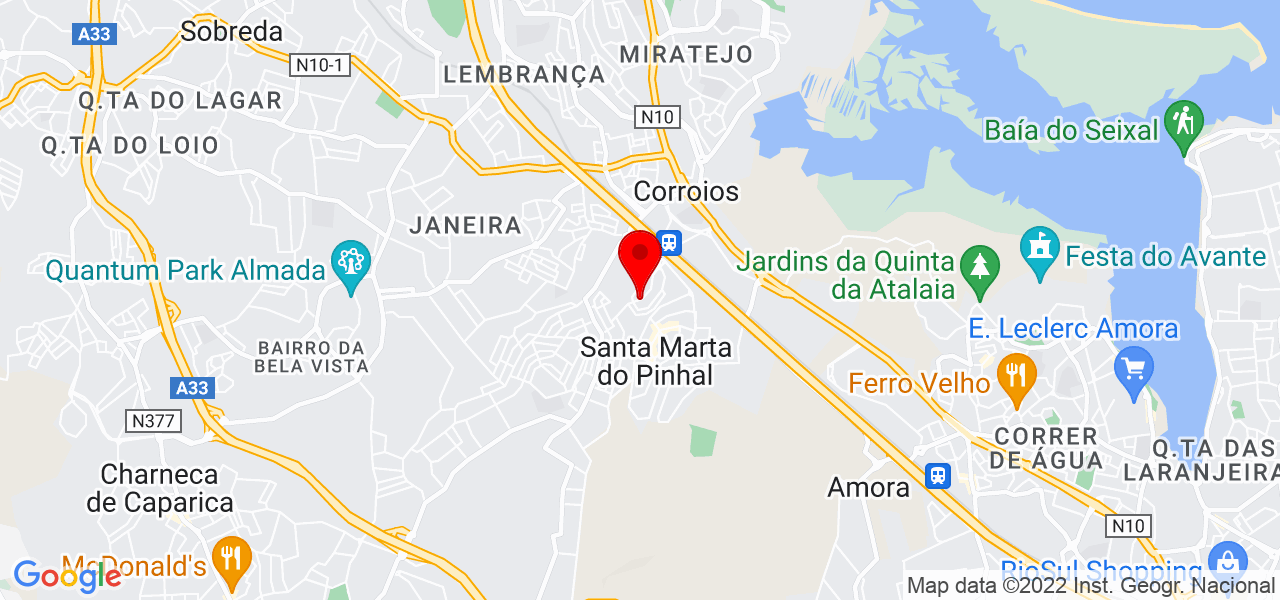 &Acirc;nia Martins - Setúbal - Seixal - Mapa