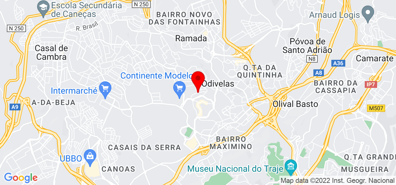 J&eacute;ssica Alves - Lisboa - Odivelas - Mapa