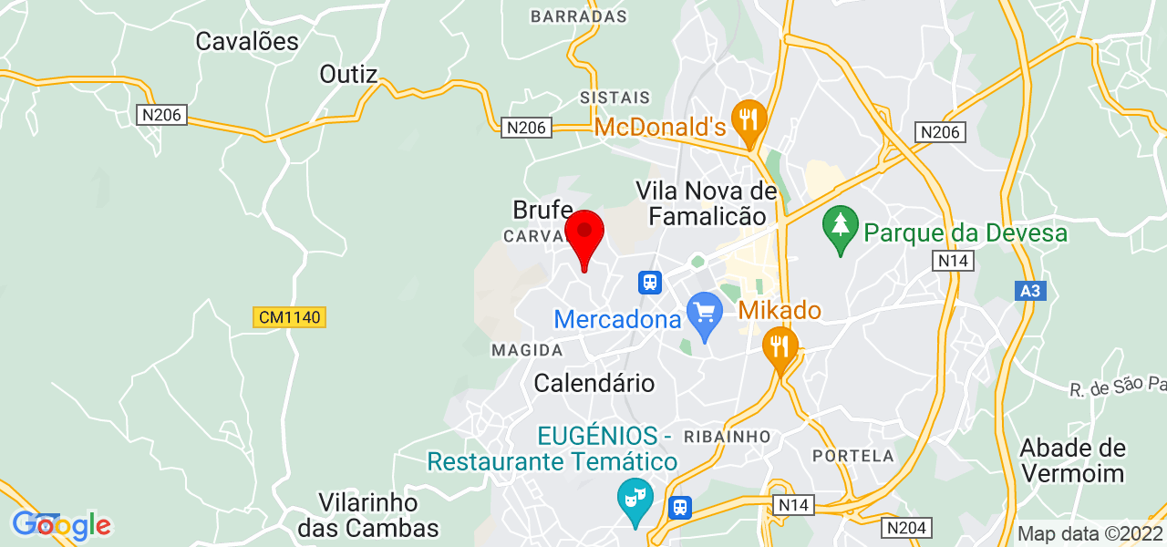F&aacute;tima Mendes - Braga - Vila Nova de Famalicão - Mapa