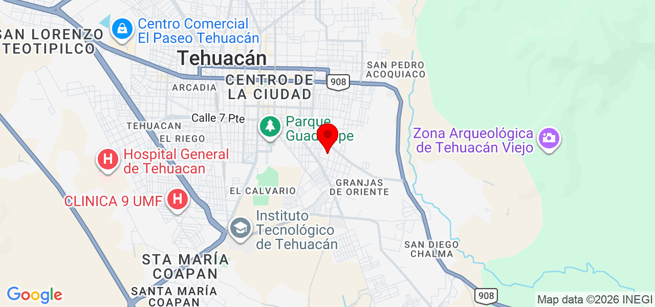 Socorro Hernández Alvarez - Puebla - Tehuacán - Map