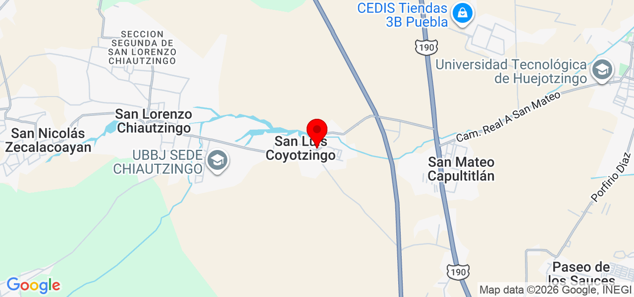 Miguel Rivelino Roman Gomez - Puebla - Huejotzingo - Mapa