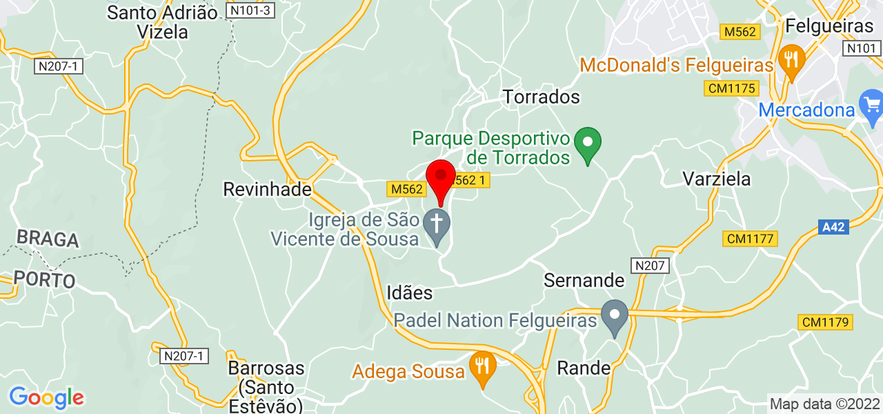 S&eacute;rgio Pinto - Porto - Felgueiras - Mapa
