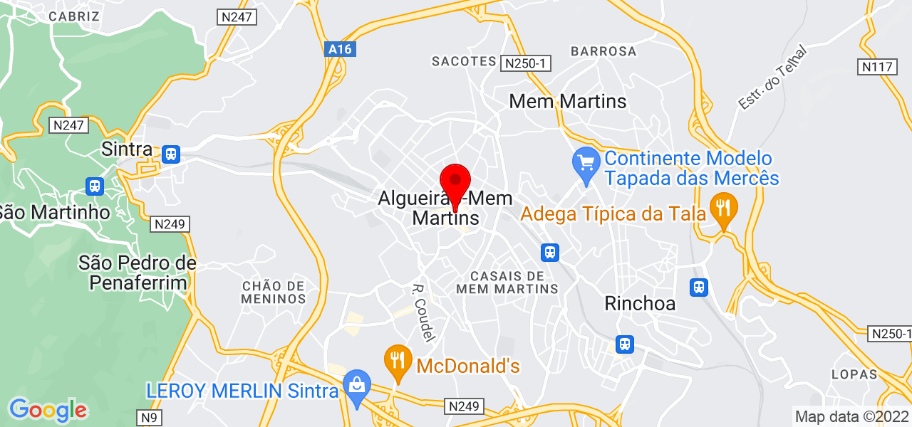 Teto Tenso em PVC - Lisboa - Sintra - Mapa