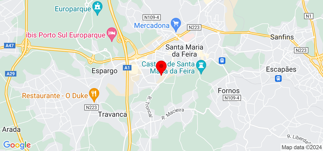 Auxiliar de serviços gerais e hospitalar - Aveiro - Santa Maria da Feira - Mapa