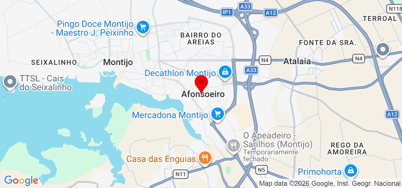 Jardins e pinturas - Setúbal - Montijo - Mapa