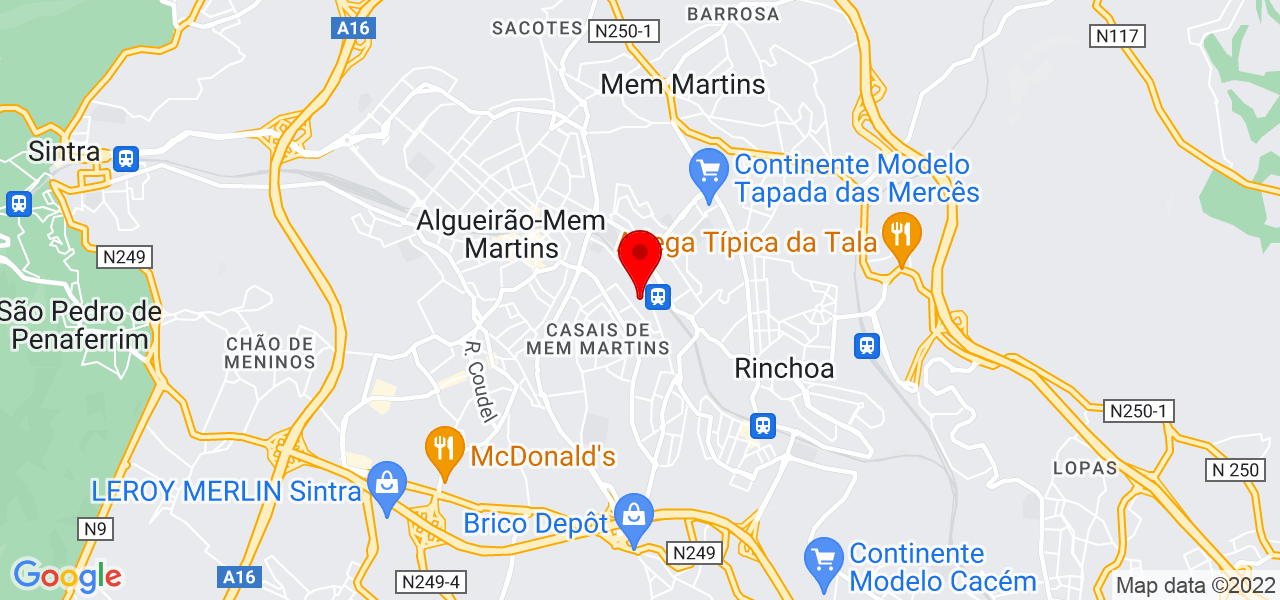 Azevedo M&oacute;veis - Lisboa - Sintra - Mapa