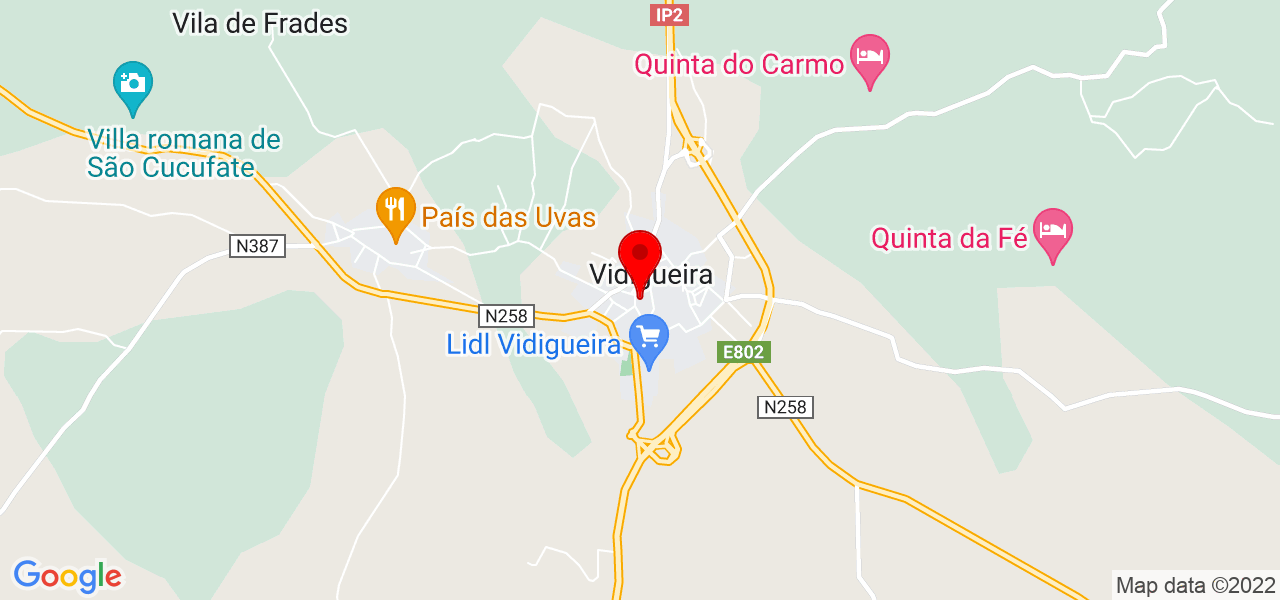 Ebenezer Pires de Carvalho - Beja - Vidigueira - Mapa