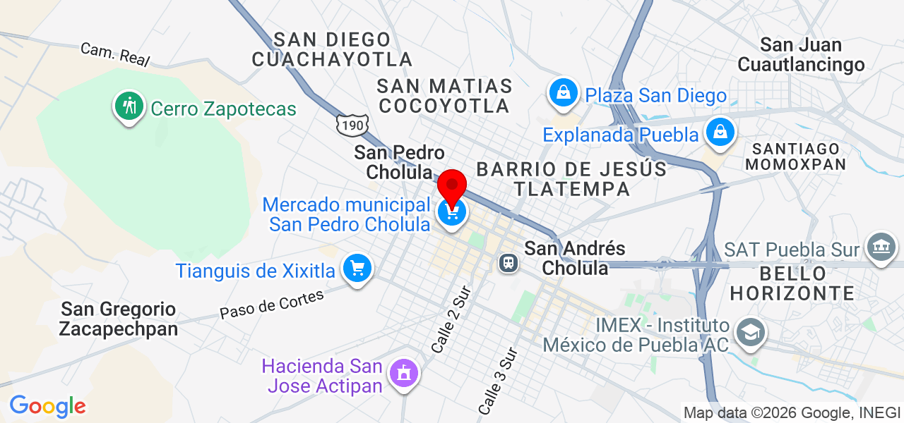 Denery Álvarez - Puebla - San Pedro Cholula - Mapa