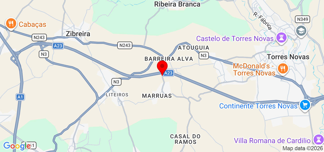W3N Moreira Construção Civil - Santarém - Torres Novas - Mapa