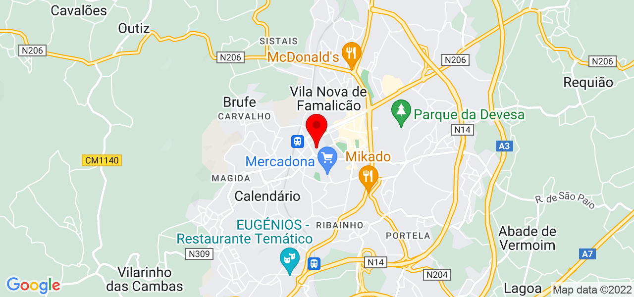 Cora&ccedil;&atilde;o de Ruby - Braga - Vila Nova de Famalicão - Mapa