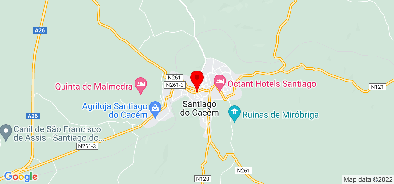 V&acirc;nia Nobre - Setúbal - Santiago do Cacém - Mapa