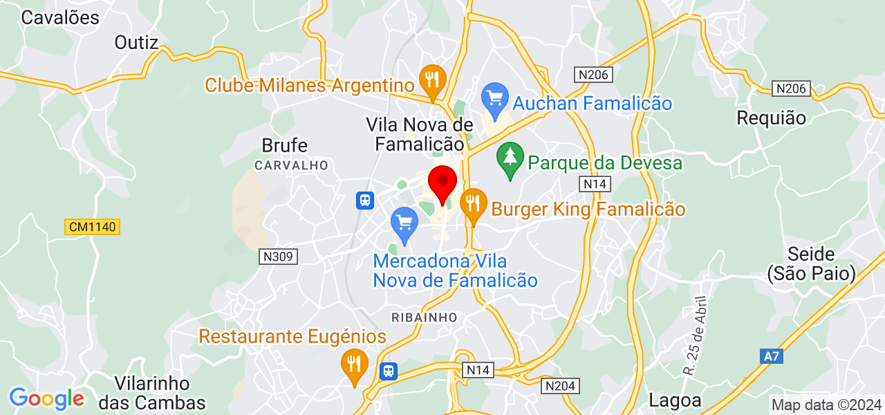 Explica&ccedil;&otilde;es 1&deg; ano ao 3&deg; ano - Braga - Vila Nova de Famalicão - Mapa