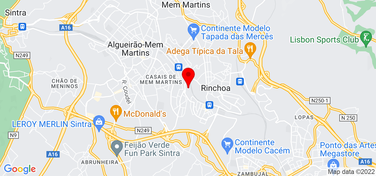 Guimar&atilde;es Vidros - Lisboa - Sintra - Mapa