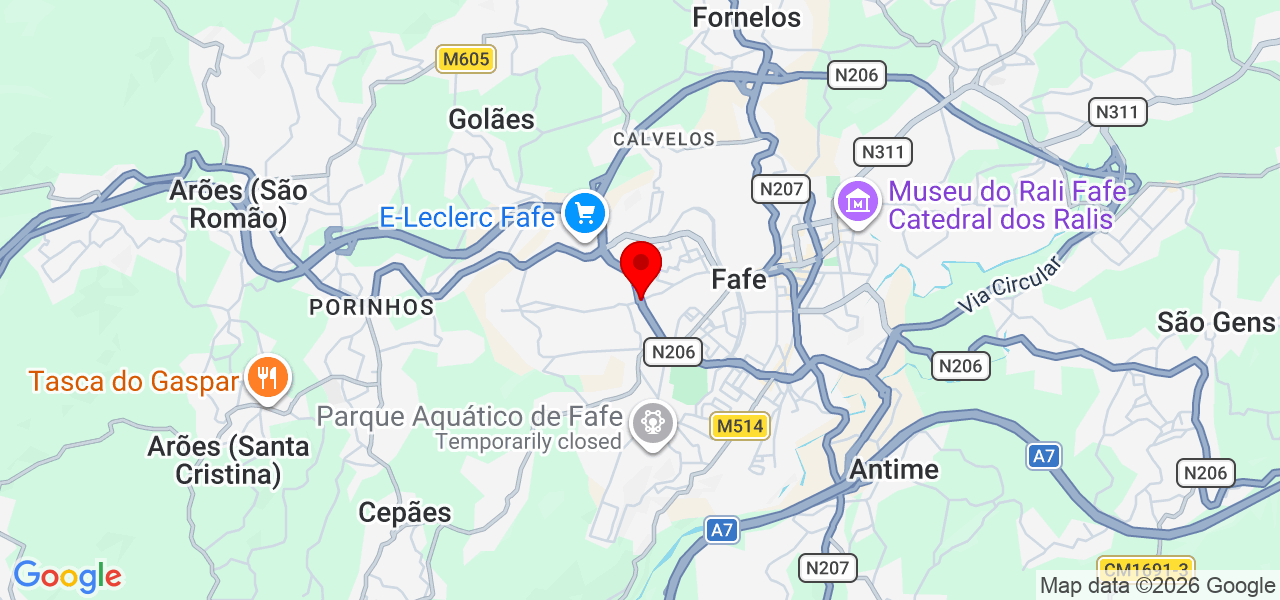Tayn&aacute; Mendes - Braga - Fafe - Mapa