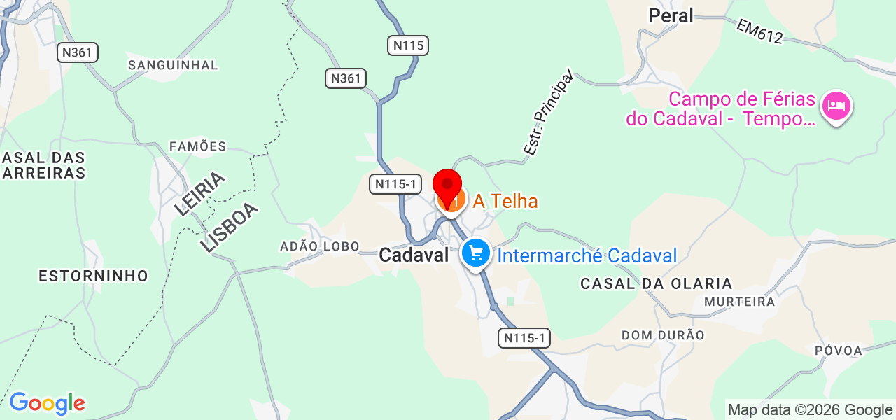 Empregada de balcão - Lisboa - Cadaval - Mapa