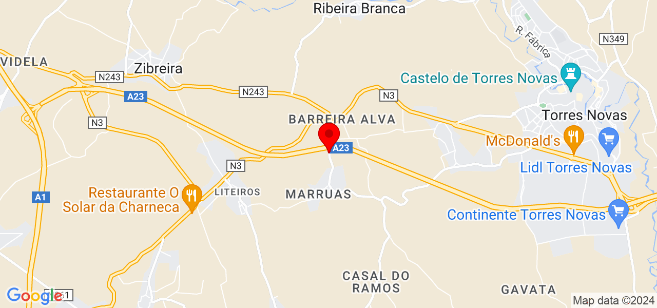 Rd placo - Santarém - Torres Novas - Karte