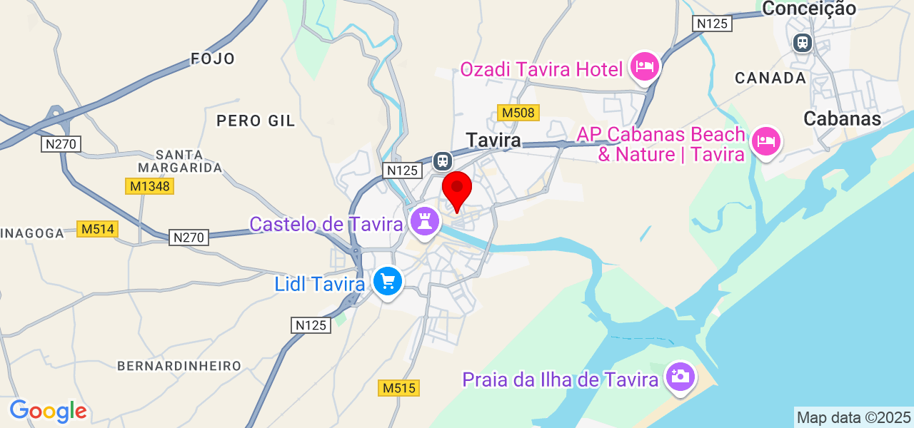 Reace construção - Faro - Tavira - Mapa