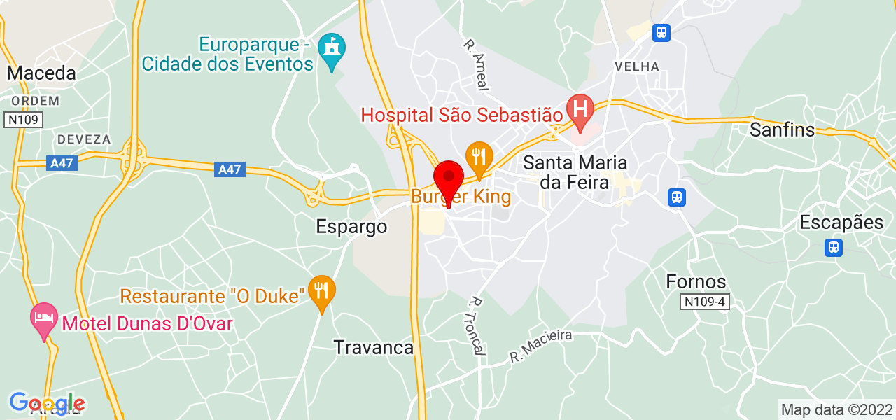 Michelle Pereira - Aveiro - Santa Maria da Feira - Mapa