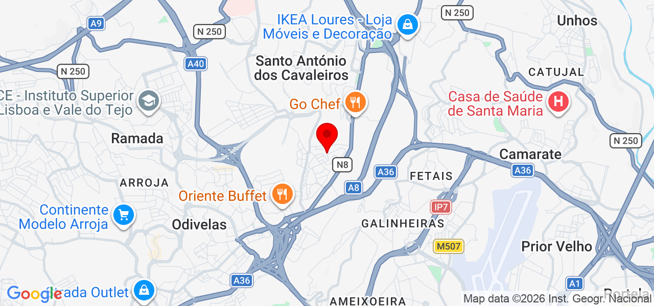 Cipriana serviços domésticos, restaurantes e cafés - Lisboa - Odivelas - Mapa