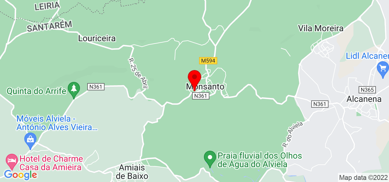 V&acirc;nia - Santarém - Alcanena - Mapa