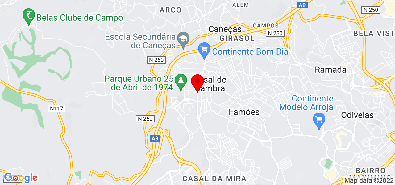 Alubig Solu&ccedil;&otilde;es em Caixilharia - Lisboa - Sintra - Mapa