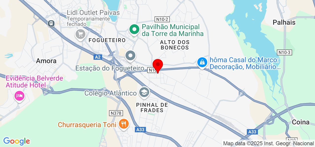 Branca roberta - Setúbal - Seixal - Mapa