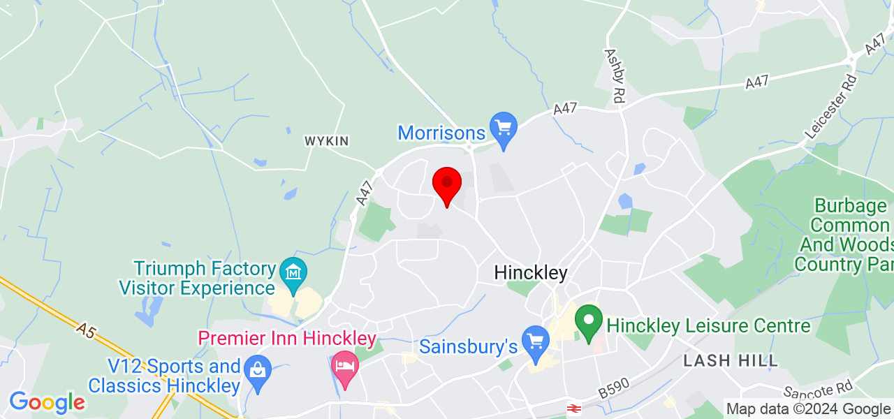 Faceless Productions - East Midlands - Hinckley - Map