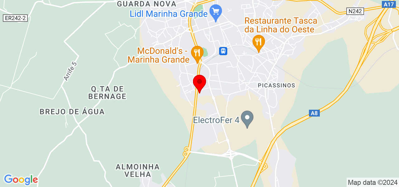 Tayn&aacute; Casati - Leiria - Marinha Grande - Mapa