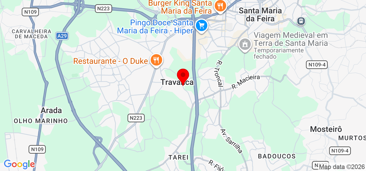 catering - Aveiro - Santa Maria da Feira - Mapa