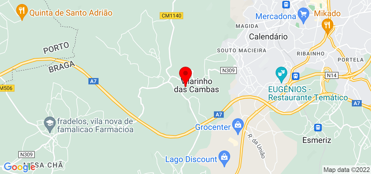 M&aacute;rio Leandro Pereira da Silva - Braga - Vila Nova de Famalicão - Mapa
