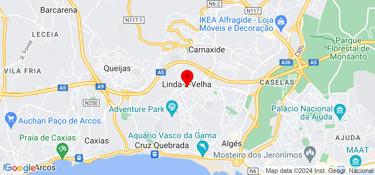 Fl&aacute;via Geralda Santana Silva - Lisboa - Oeiras - Mapa