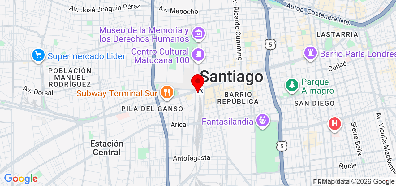 Javiera catalán - Región Metropolitana de Santiago - Santiago - Mapa