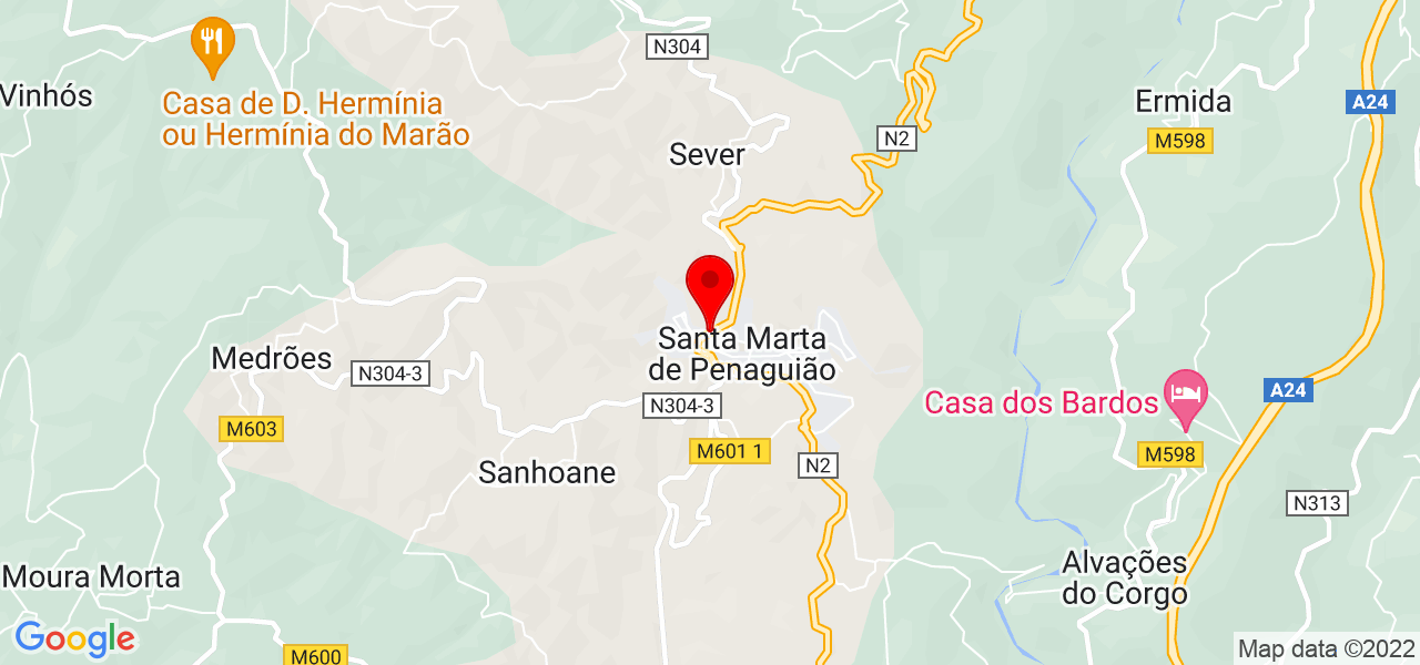 Royal Garden Acabamentos - Vila Real - Santa Marta de Penaguião - Mapa
