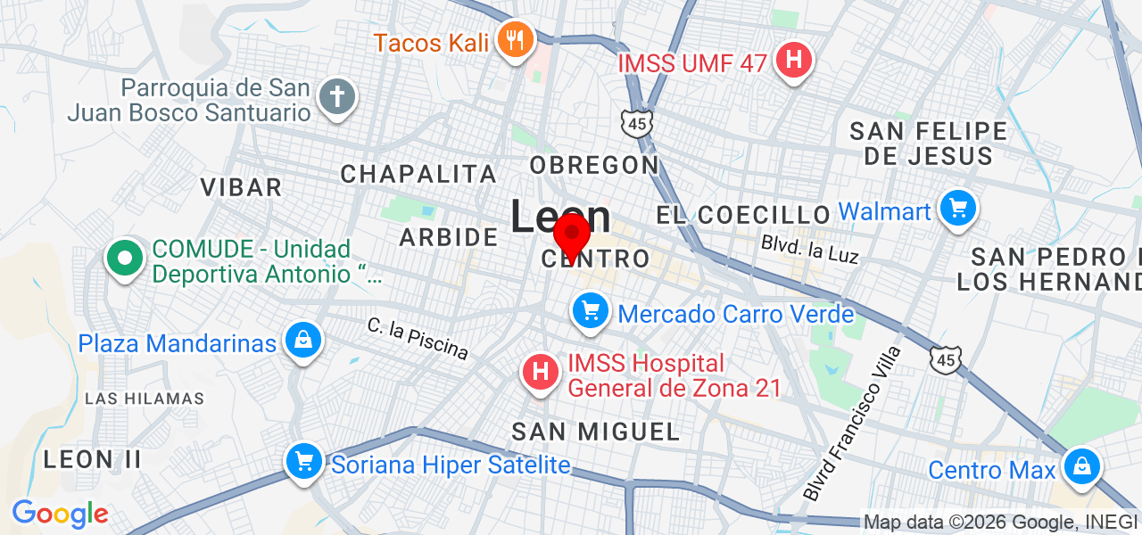 Harry guerrero el lobo cuentero - Guanajuato - León - Mapa