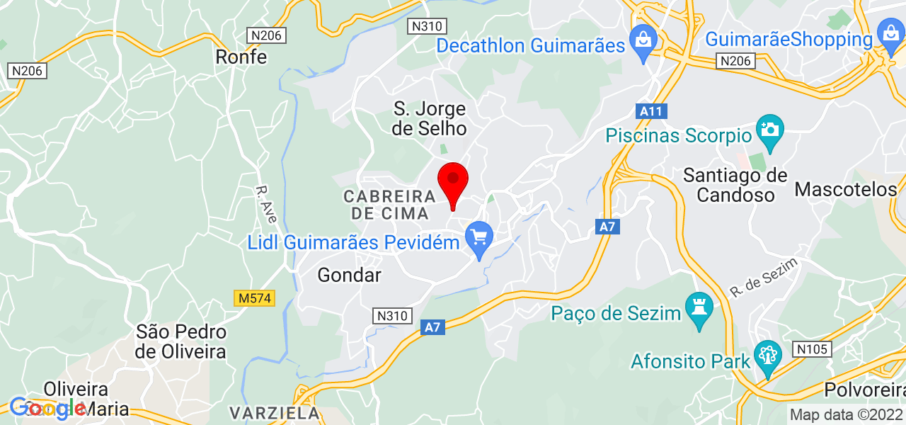 Aulas de bateria - Braga - Guimarães - Mapa